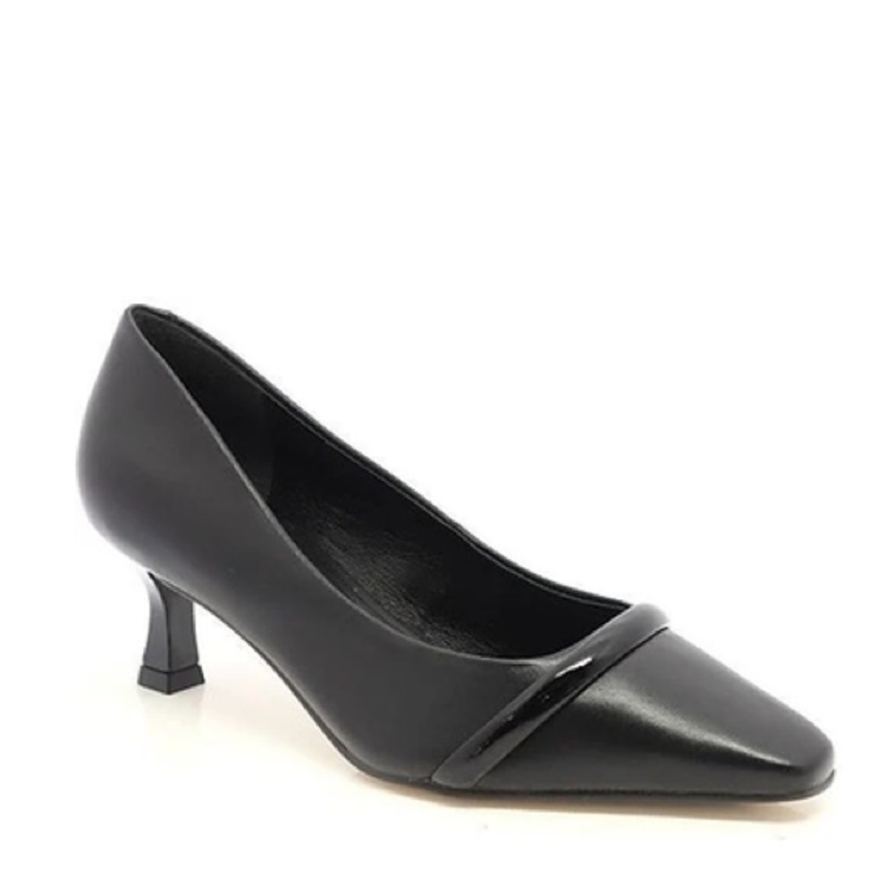 CAPELLI ROSSI Jana Black Leather Kitten Heel Pointy Toe Shoe Pump Size EU38